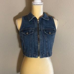 Cropped denim vest